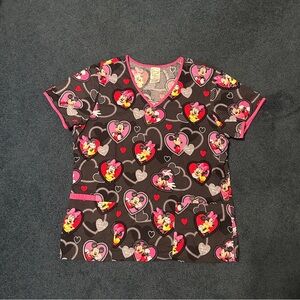 Disney Valentine’s Scrub Top- Minnie and Mickey